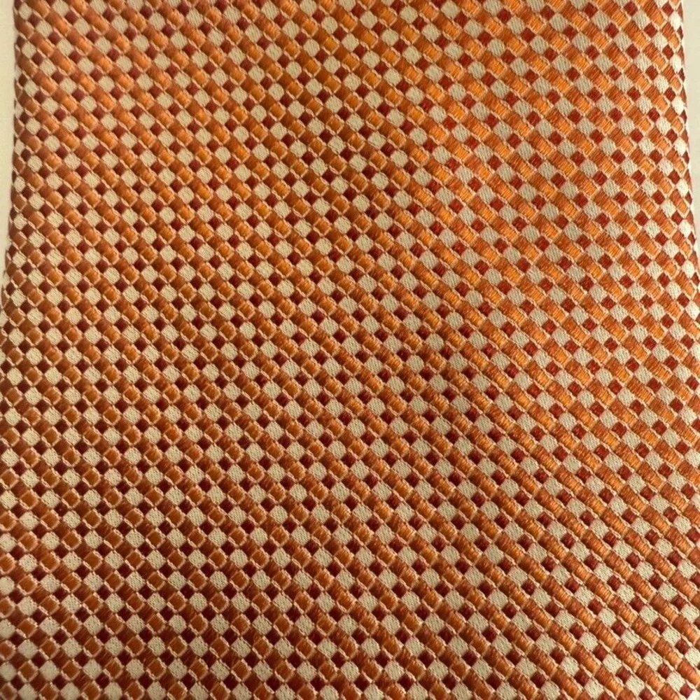 Geoffrey Beene‎ 100% Silk Neck Tie Orange Red Gray